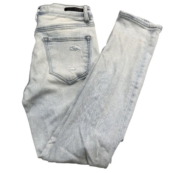 Risen Los Angeles Denim - Risen Womens Sz 7 Light Wash Distressed High-Rise Skinny Jeans Button Fly Denim